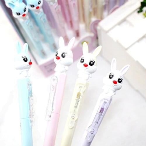 48pcs cute mechanical pencils lead 0.5mm 0.7mm kawaii cartoon rabbit automatic pencils for school students kids writing pencils