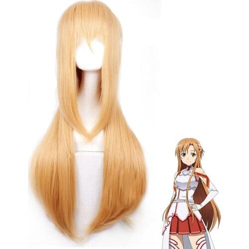 Anime Sword Art Online Asuna Yuna Cosplay Wig SAO Long Straight Wigs women girls Synthetic Hair Halloween party play Perucas