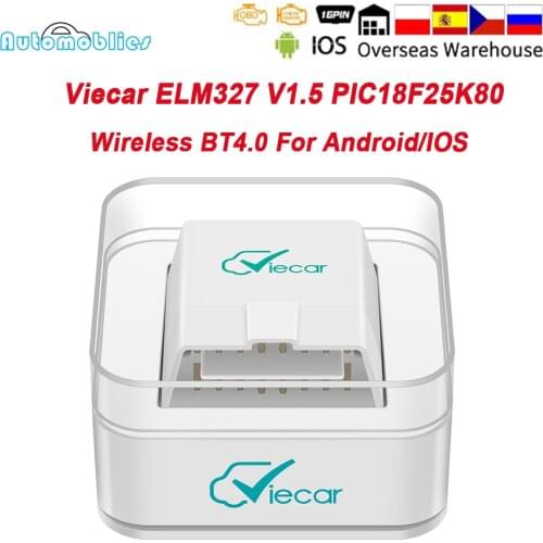 Viecar ELM 327 V1.5 Bluetooth 4.0 PIC18F25K80 Scanner ODB2 For Android/IOS OBD 2 Car Auto Diagnostic tool elm327 V1.5 pk V2.1