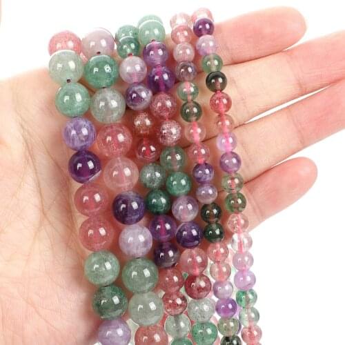 Natural Stone Beads Three Color Gems Round Loose Beads for Jewelry Making Needlework Bracelet DIY 4-12 MM