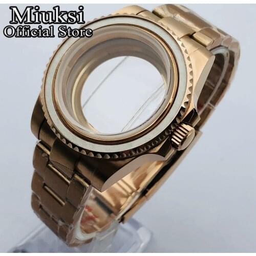 Miuksi 40mm sapphire glass rose gold watch case fit NH35 NH36 ETA 2836,Miyota 8205 8215 821A,Mingzhu DG 2813 3804 movement