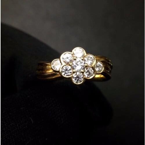 Diamond Ring 0.74ct Pure 18 k Gold Jewelry 100% Natural White Diamonds Jewelry Females Wedding Engagement Rings