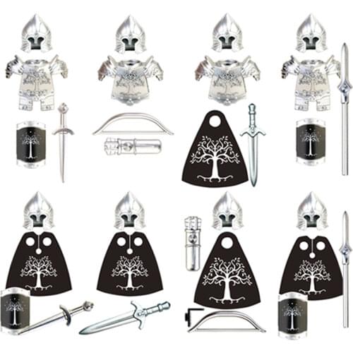 Koruit KT1014 Lord Gondor Soldiers Lancer Archer Medieval Knight Action Figures Accessories Helmet Building Blocks Toy XP103-110