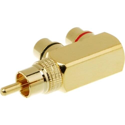 Copper Audio Splitter Plug RCA 1 Male to 2 Female AV Socket Connector Adapter G07 Great Value April 4
