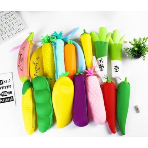 Cute Pencil Case Kawaii Fruit Candy Color Silicone Coin Purse Jelly Coin Purse Key Wallet Earphone Organizer Storage Box Pocket