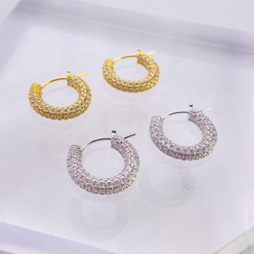 Fashion design unisex micro inlay zircon earrings hoop gold plated jewelry