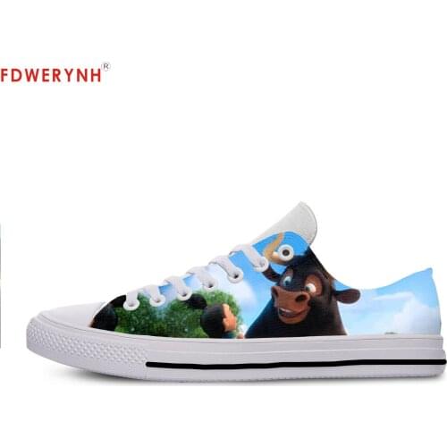 Mens Casual Shoes New Cartoon Cute Funny Ferdinand Lace-Up Canvas Strap Ladies Casual Man Shoes Comfortable