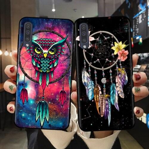 Soft Silicone Phone Case For Samsung A51 A71 A10 A20 A30 A40 A50 A70 A6 A7 A8 A9 Plus 2018 Case Retro Feather Dreamcatcher Cover