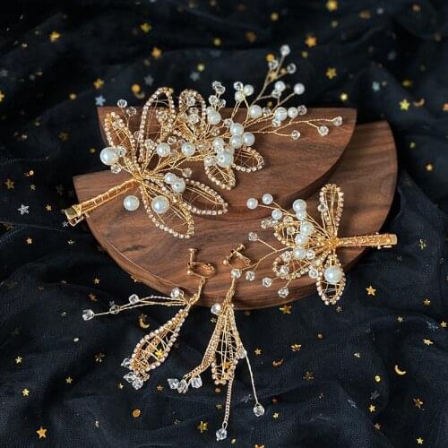 Leaf Headpiece Bridal Hair Clips Set Tiaras with Earring Rhinestone Wedding Prom Women Headware Ornament заколки на волосы 2021