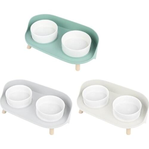 Elevated Double Bowls Cat Pet Feeder 4" Raised Stand for Small Dogs Cats N0PA