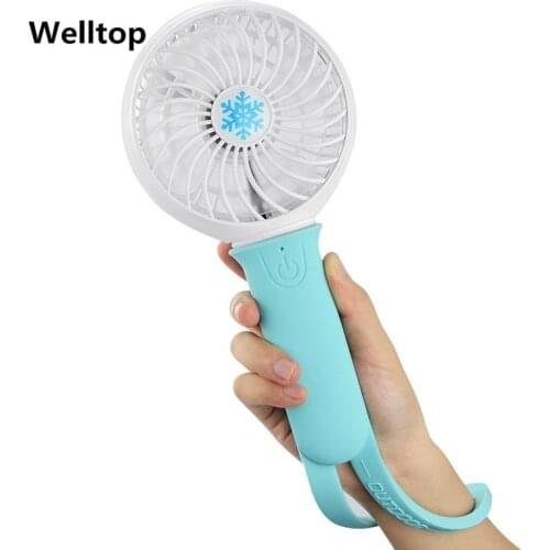 Welltop Portable Mini Fan 3 Speeds Rechargeable USB Fan with LED Light Personal Handheld Fan with Silicone 18650 Battery