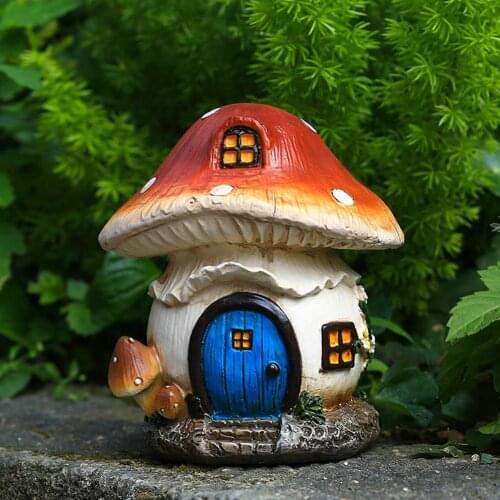 Rural Mushroom House Fairy Garden Miniatures Gnomes Yard Art Resin Sculpture Resin Crafts Figurines Home Decoration