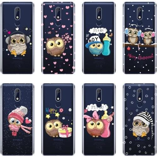 TPU Phone Case Silicone For Nokia 7.1 6.1 5.1 3.1 2.1 Cute Owl Christmas Soft Back Cover For Nokia 7.1 6.1 5.1 3.1 2.1 Plus Case