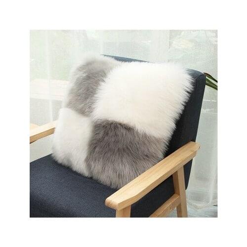 Modern Simple Imitation Wool Pillow Cover Mosaic Cushion Sofa Cushion Back Plush New Fashion Comfortable Square Pillow