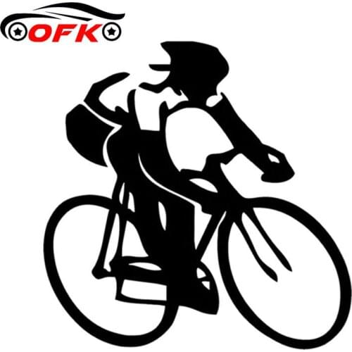OFK Bicycle Sports Athletes Sticker Decal High Quality Vinyl Reflective Decorative Car Stickers Sliver/Black 13.5*13.5CM