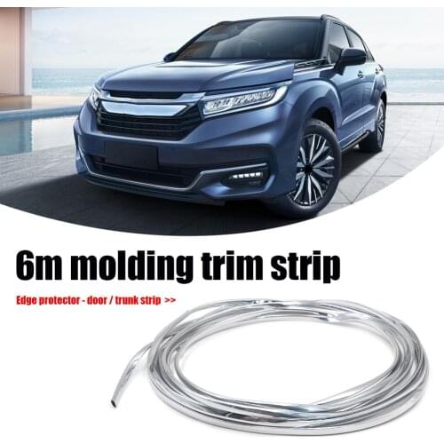 6m Universal Car Chrome Moulding Decorative Strip Tape Door Edge Guard Cover Strips Styling Mouldings Exterior Parts