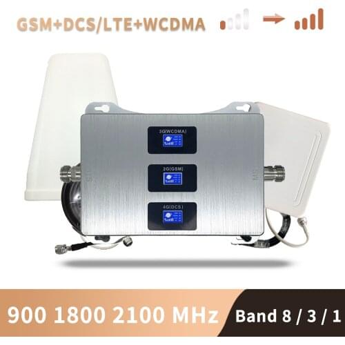 GSM 2G 3G 4G Cell Phone Booster DCS WCDMA LTE GSM 900 1800 2100MHz Tri Band Mobile Signal Amplifier Cellular Repeater