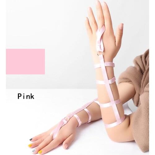 Hand Harness Pink Belt Ring Cage Wrist Women Strappy Adjust Elastic Punk Goth Accessories Harness Party Club Wear Body Caged