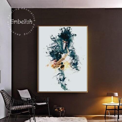 1 Pieces Abstract Man Playing On Saxophone Isolated Wall Pictures For Living Room Home Decor Posters HD print Canvas Paintings