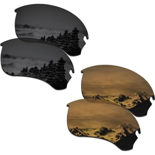 SmartVLT 2 Pairs Polarized Sunglasses Replacement Lenses for Oakley Flak Draft Stealth Black and Bronze Gold