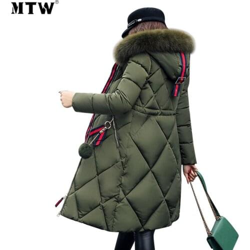 5XL Plus Size Women Winter Long Coats Female Korean Thick Cotton Warm Parka 2021 Casual Fur Neck Hooded Jackets Coat