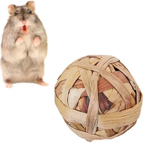 7cm Diameter Small Animal Teeth Grinding Toys Hamster Rabbit Tree Branch Grass Ball Natural Pet Chew Toy Bird Play Rattan Ball