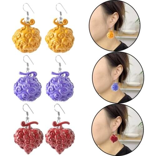 One Piece Devil Fruit Cursed Earrings Hoop Hanging Dangle Ace Law Metal Pendant Anime Jewelry For Women Cosplay Accessories