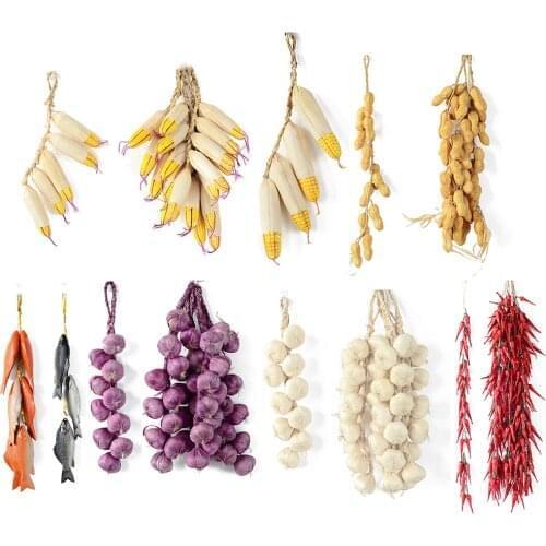 Artificial Fake Decorative Fruit Lifelike Foam Dish Onion Garlic Corn Red Pepper Squid Kitchen Decoration For Chinese New Year