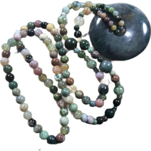 Exquisite (water grass agate) hand carved safety buckle pendant sweater chain