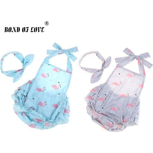 Rompers Newborn Baby Clothing Romper+Headband Infant Cotton Jumpsuit Sleeveless Jumpsuit Newborn Baby Girls Clothes 2 Color