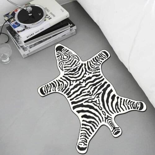 Carpet Living Room Decoration Black White Colorful Zebra Pattern Rugs For Bedroom Modern Irregular Bath Mat Soft Water Absorb