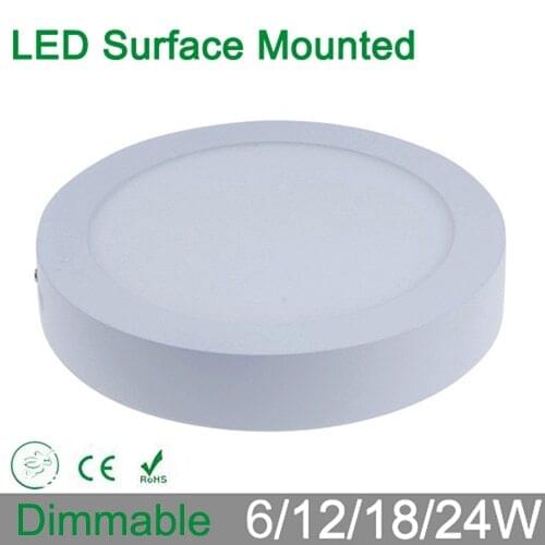 High brightness 6W 12W 18W 24W dimmable round surface mounted LED panel ceiling down light iluminacion lamp for home luminaire