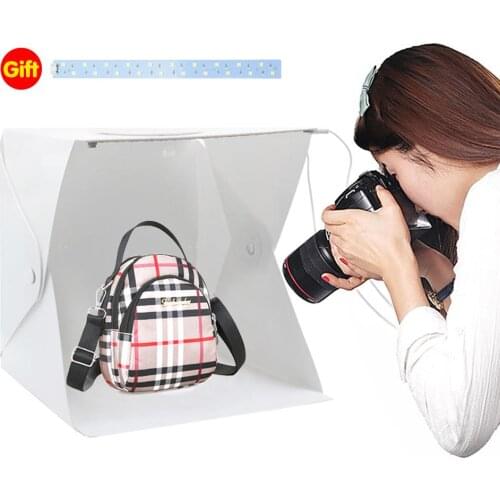 20/30/40cm Double Leds Mini Studio Light Box LED Studio Panel Photo Shooting Tent Backgrounds Lightbox Kit Photography Soft Box