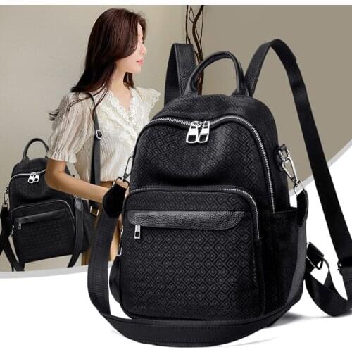 YILIAN Leather backpack female fashion fashion large capacity female bag with cowhide travel leisure backpack