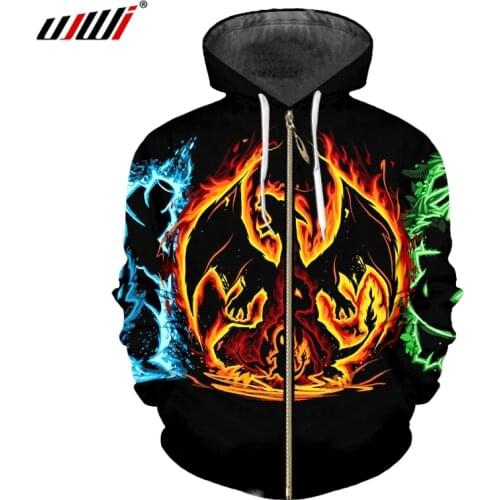 UJWI 3D Printed Anime Cartoon Funny Elf Tree Big Size 5XL Mens Zip Hoodies Loose Go Game Long Sleeve Pullover 7XL Forest