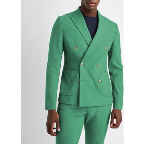 Smart Casual Men Tuxedos Custom Made Peaked Lapel Blazer Double Breasted Business Streetwear Party 2 Pieces Sets