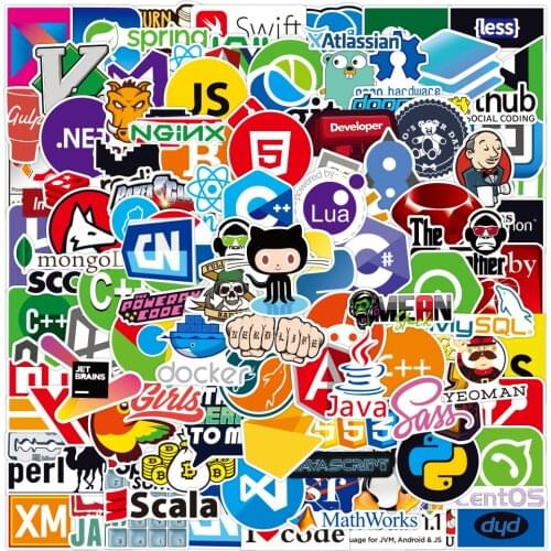 10/30/50/100PCS Programming Language Logo Geek Java Stickers Pack For Laptop Phone Skateboard Car Guitar Waterproof Sticker Toy