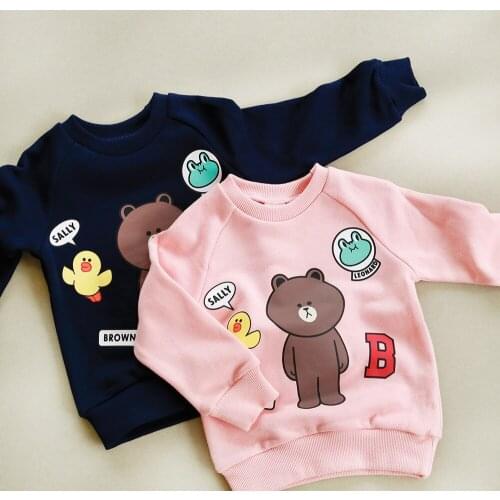 New Arrival Autumn Sweater Set Head Cartoon Bear Children Boy Girl Leisure Hoodies Korea Cotton Long Sleeve Tshirt kids Clothes
