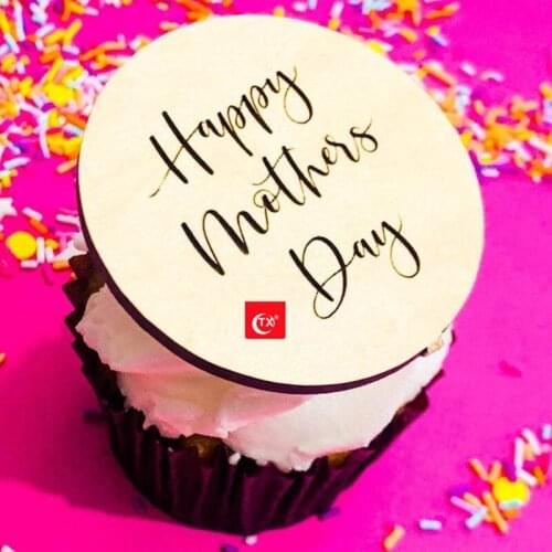 New Gold Happy Mothers Day Cupcake Topper Rose Gold Acrylic Cake Topper for Mom Mum Birthday Party Cake Decorations 5cm Circle