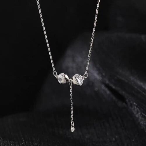 Sterling silver necklace for female with fish tide pendant clavicle chain student cold style niche design silver temperament
