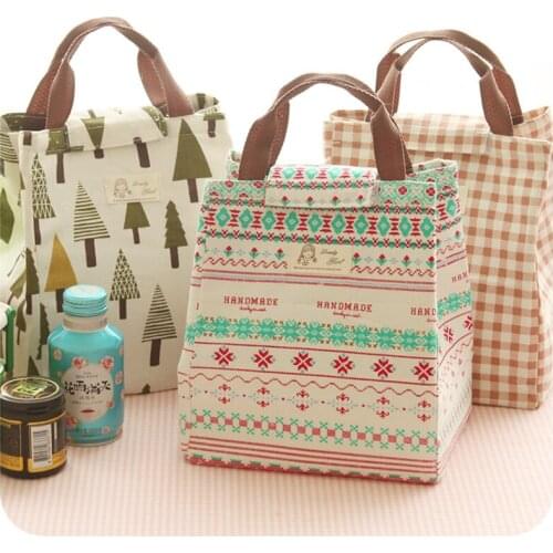 Portable Bag Cooler Insulated Canvas Lunch Bag Thermal Food Picnic Lunch Bags For Women Kids Men Cooler Lunch Box Bag Tote