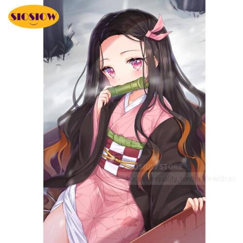 5d Diy Posters Diamond Painting Cross Stitch Demon Slayer Kamado Nezuko Full Square 3d Diamond Mosaic Embroidery Decor Room Teen