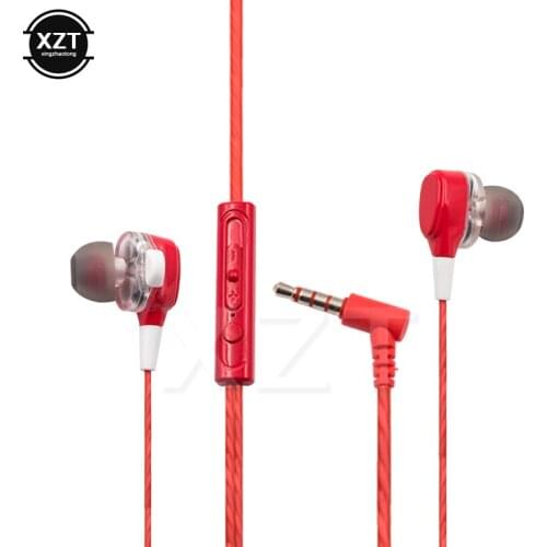Wholesale Dual Drivers Wired Earphones for Phone Stereo Bass Ear for Sport With Mic for iPhone Samsung Xiaomi