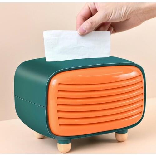 Radio-shaped Four-legged Desktop Tissue Box Home Room Napkin Container Holder