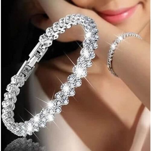 Luxury Crystal Bracelet Fashion Bangle Wristband Jewelry Hand Chain Girls Bracelets Statement Women Bridal Wedding Jewelry