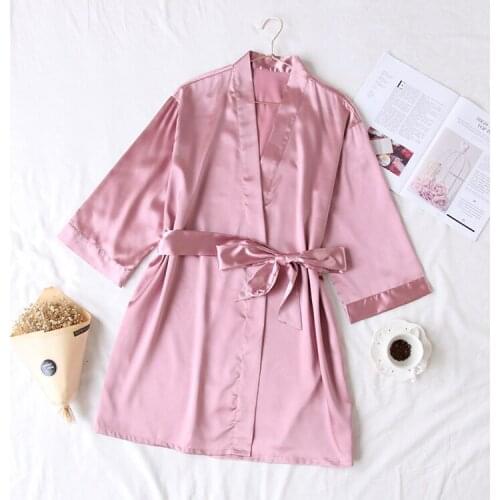 Pink Bride Wedding Robe Satin Sleepwear Nightwear Women Nightgown Sexy Nightdress Lady Kimono Bathrobe Gown Negligee