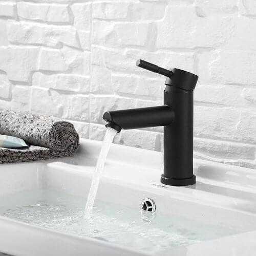 Basin Faucets Black/Brushed Nickel Stainless Steel Single Handle Bathroom Basin Faucet Cold Hot Sink Mixer Taps