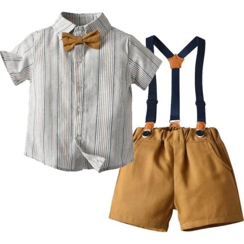 Tem doger summer 2020 new boy clothing suits shirt +overalls 2 pcs casual boy outfits party sets for cool boys