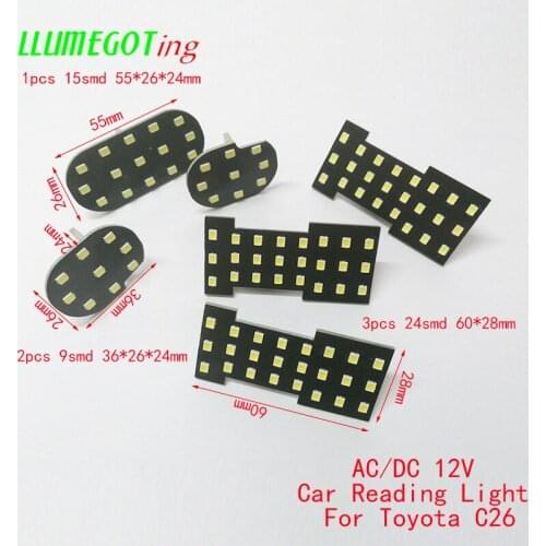 High Bright 12V 6000K White 6pcs/set SMD2835 Car Auto Interior Map Dome Reading LED Decorative Light Lamp For Toyota C26 Series