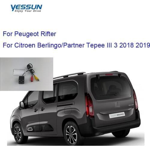 Yessun trajectory dyanamic line Rear view camera For Peugeot Rifter Berlingo III 3 2018 2019 4D 5D license plate camera/led